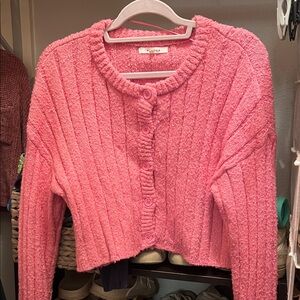 PacSun Pink Ribbed Knit Cardigan